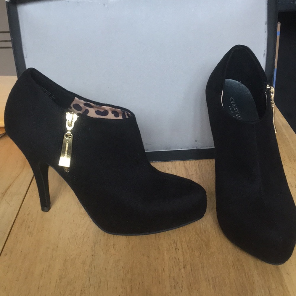 Christian Siriano faux suede platform booties